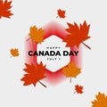 Celebration of Canada Day with red, orange maple leaves.