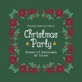 Celebration card of christmas party, with texture decor of leaf flower frame. Vector Royalty Free Stock Photo