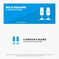 Celebration, Champagne Glasses, Cheers, Toasting SOlid Icon Website Banner and Business Logo Template