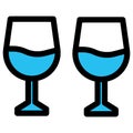 Celebration, champagne glasses fill vector icon which can easily modify or edit Royalty Free Stock Photo