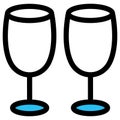 Celebration, champagne glasses fill vector icon which can easily modify or edit Royalty Free Stock Photo