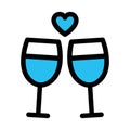 Celebration, champagne glasses fill vector icon which can easily modify or edit Royalty Free Stock Photo