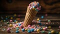 Celebration of childhood Sweet ice cream indulgence generated by AI Royalty Free Stock Photo