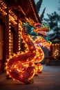 Celebration of the Chinese New Year in the night city - Lumining dragon