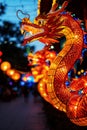 Celebration of the Chinese New Year in the night city - Lumining dragon