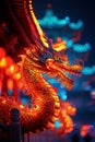 Celebration of the Chinese New Year in the night city - Lumining dragon