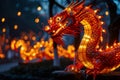 Celebration of the Chinese New Year in the night city - Lumining dragon