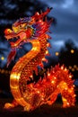 Celebration of the Chinese New Year in the night city - Lumining dragon