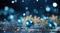 Celebration with Christmas Balls Snow Flacks Blue Sparkie Lights Defocused Background Image Royalty Free Stock Photo