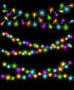 Celebration Christmas New Years Birthdays and other events glowing colorful led lights bulbs lamps, circles and stars