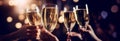 Celebration at christmas or new years eve. People holding glasses of champagne making a toast at a party Royalty Free Stock Photo