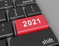 Celebration concept. Number 2021 you on button of computer keyboard Royalty Free Stock Photo