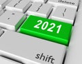 Celebration concept. Number 2021 you on button of computer keyboard Royalty Free Stock Photo
