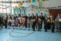 The celebration of the day of knowledge in one of the rural schools of the Kaluga region of Russia.