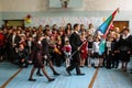 The celebration of the day of knowledge in one of the rural schools of the Kaluga region of Russia.