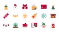 Celebration decoration happy christmas icons collection Royalty Free Stock Photo