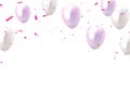 Baloon color pink and white, confetti ribbons. luxury greeting rich card