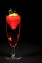 Celebration drink. Pink Champagne sparkling wine with strawberry Royalty Free Stock Photo