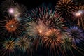 Celebration exploding with vibrant multi colored firework display Royalty Free Stock Photo