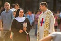 During the celebration the Feast of Corpus Christi (Body of Christ)