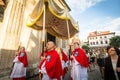 During the celebration the Feast of Corpus Christi