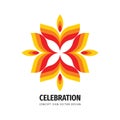 Celebration festival concept logo design. Abstract leaves icon sign. Red, orange, yellow design elements. Flash fire energy symbol Royalty Free Stock Photo