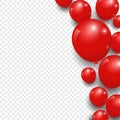 Celebration festive red balloons on transparent background.