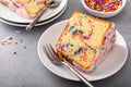 Celebration funfetti birthday pound cake with sprinkles Royalty Free Stock Photo