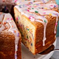 Celebration funfetti birthday pound cake with sprinkles Royalty Free Stock Photo