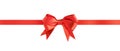 Celebration And Gift Concept. Shiny Red Ribbon With Decorative Bow Isolated. 3d Rendering Royalty Free Stock Photo