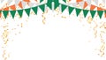 celebration with gold confetti and triangle pennants chain for holiday, birthday, party Ireland