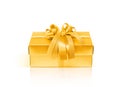 Celebration golden gift box for decoration isolated on white background Royalty Free Stock Photo