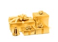 Celebration golden gift box isolated on white background Royalty Free Stock Photo