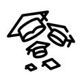 Celebration graduation fly caps line icon vector illustration