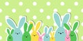 Celebration Greeting Easter card, colorful easter bunny family