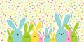 Celebration Greeting Easter card, colorful easter bunny family
