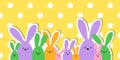 Celebration Greeting Easter card, colorful easter bunny family