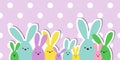 Celebration Greeting Easter card, colorful easter bunny family