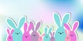 Celebration Greeting Easter card, colorful easter bunny family