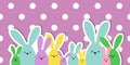 Celebration Greeting Easter card, colorful easter bunny family