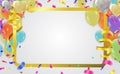 Celebration Happy birthday vector party banner Gold foil confetti and white Royalty Free Stock Photo