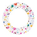 Celebration happy cartoon circle frame