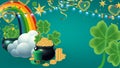 Celebration Happy St. Patricks Day Background for poster, clover leaves and green, banner Happy Patrick. ,header or banner, Vector Royalty Free Stock Photo