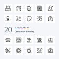 20 Celebration Holiday Line icon Pack like giant celebration letter cake necklace