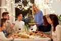 Happy family having dinner party at home Royalty Free Stock Photo