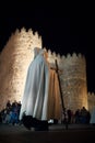 Holy Week in the city of Avila, with silhouettes of religious elements (Spain)