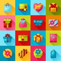 Celebration icon set of colorful gift boxes Royalty Free Stock Photo