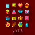 Celebration icon set of colorful gift boxes Royalty Free Stock Photo
