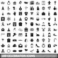 100 celebration icons set, simple style Royalty Free Stock Photo