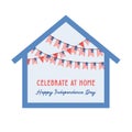 Celebration independence day of america at home . 4th of july celebration. home decorated with usa flags. Royalty Free Stock Photo